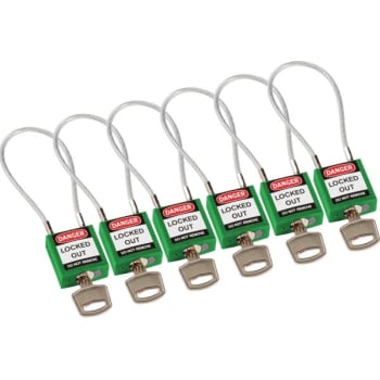 Image for Brady Safety Padlock Nylon Shackle Clearance 4.2,Green Keyed Alike,Package Of 6 from HD Supply