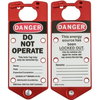 Image for Brady Labeled Lockout Hasps 1.429 Diameter Jaw,Energy Source, Package Of 5 from HD Supply