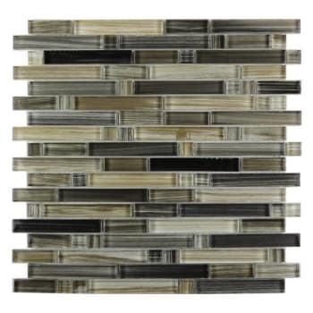Abolos® Handicraft Ii 0.5 X 2  Black Glass Linear Mosaic Wall Tile, Case Of 11