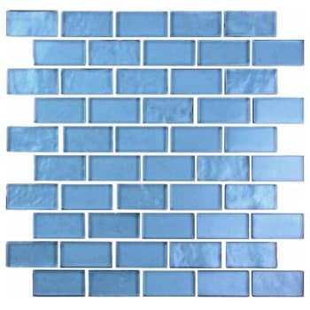 Abolos® Landscape 1 X 2 Blue Glass Brick Mosaic Wall/Floor Tile, Case Of 12