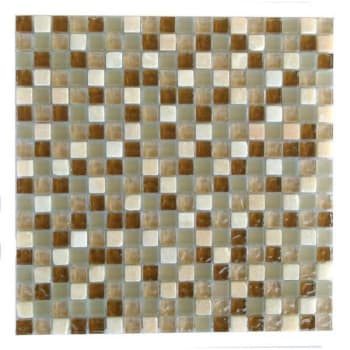 Abolos® Quartz 0.625x0.625 Multi Finish Beige Glass/Stone Square Mosaic Tile Case Of 11