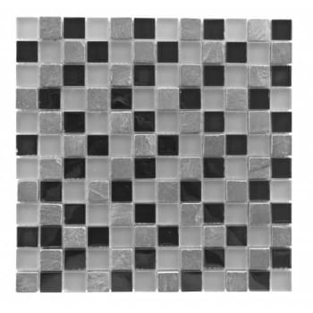 Image for Abolos® Mineral 1 X 1 Black Glass/Stone Square Mosaic Wall Tile, Case Of 11 from HD Supply