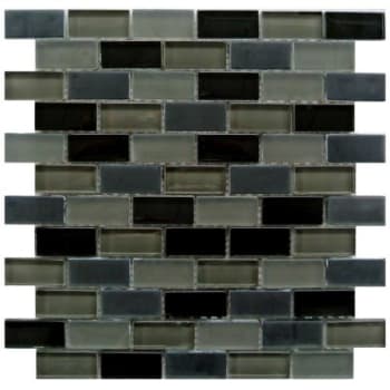 Abolos® Free Flow 1 X 2 Black Glass Brick Mosaic Wall/Floor Tile, Case Of 11