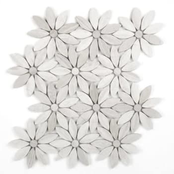 Abolos® Tuscany 4 X 4  Beige Marble Flower Waterjet Mosaic Tile, Case  Of 5