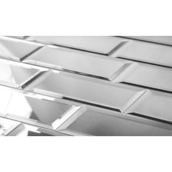 Abolos® Reflections 3x12 Silver Beveled Glass Mirror Subway Wall Tile, Case Of 44