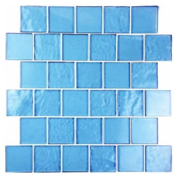 Abolos® Landscape 2 X 2 Blue Glass Brick Mosaic Wall/Floor Tile, Case Of 12