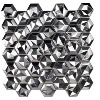 Abolos® Enchanted Metals 2x2 Stainless Steel 3d Hex Mosaic Tile, Case Of 10