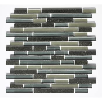 Image for Abolos®  Linear 0.63x3.75 Multi Finish Black Glass/stone Mosaic Tile, Case Of 11 from HD Supply