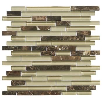 Image for Abolos® Linear Glass/stone Mosaic Tiles (Brown) (11-Case) from HD Supply