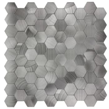 Image for Abolos® Enchanted Metals 1.31x1.31 Brushed Aluminum Hexagon Mosaic, Case Of 22 from HD Supply