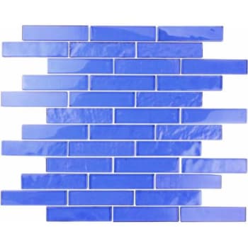 Abolos® Landscape 1 X 4 Blue Glass Linear Mosaic Wall/Floor Tile, Case Of 12