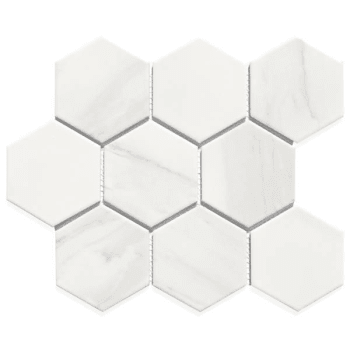 Abolos® Monet 4 X 4 Matte Gray Porcelain Hexagon Mosaic Wall Tile, Case  Of 18