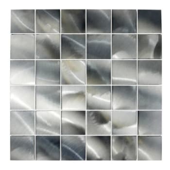 Abolos® Luminescent 2x2" Brushed Aluminum Metal Brick Mosaic Wall Tile, Case Of 9