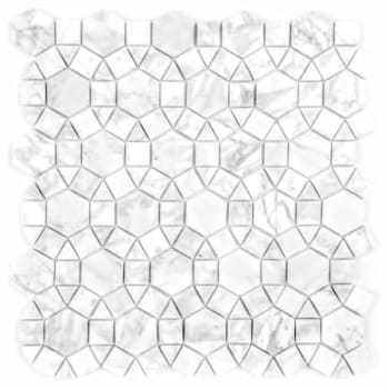 Abolos® Tuscany 3x4.5 Semi-Gloss White Marble Rg Waterjet Mosaic Tile, Case Of 10