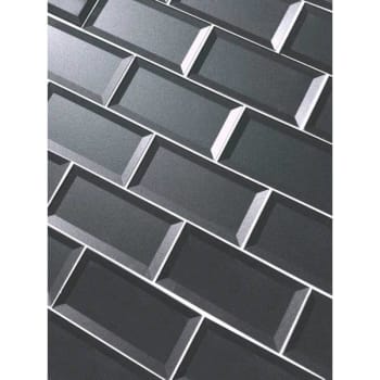 Abolos® Forever 3 X 6 Gray Glass Beveled Subway Tile, Box Of 112