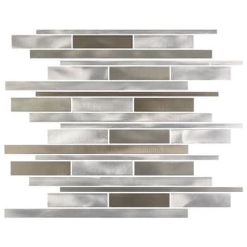 Image for Abolos® City Lights Sf 0.7x3 Brushed Gray Aluminum Metal Mosaic Tile, Case Of 11 from HD Supply