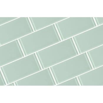 Abolos® Metro 3 X 6  Arctic Blue Glass Subway Wall Tile, Case Of 80