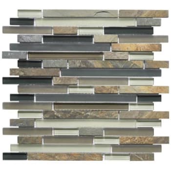 Image for Abolos® Linear 0.63x3.75" Multi Finish Brown Glass/stone Mosaic Tile, Case Of 11 from HD Supply