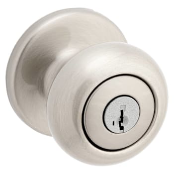 Kwikset Cove Satin Nickel Keyed Entry Door Knob With Smartkey Security