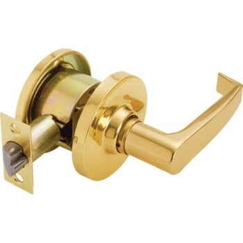 Image for Shield Security® Angled Lever Cylindrical Communicating Door Lever, Polish Brass from HD Supply
