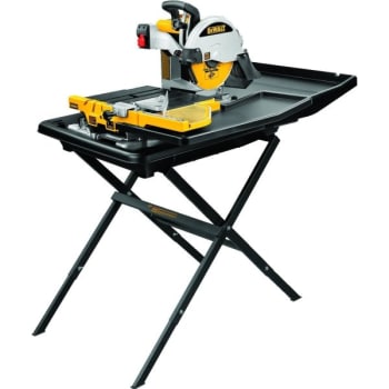 Dewalt 10 in. 15-Amp Corded Wet Tile Saw in Yellow/Silver/Black with Folding Stand