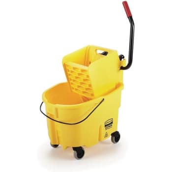 Rubbermaid Commercial Wavebrake 26 Quart Side-Press Mop Bucket And Wringer (Yellow)