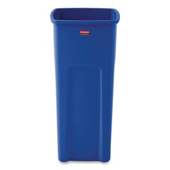 Image for Untouchable Square Waste Receptacle, 23 Gal, Plastic, Blue from HD Supply