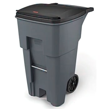 Image for Rubbermaid 65 Gallon Rollout Trash Can W/ Lid (Black) from HD Supply