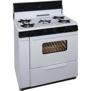 Image for Premier® 36" Cordless Gas Range W/ 5 Burners, Oven Window, 3.9 Cu Ft In White from HD Supply