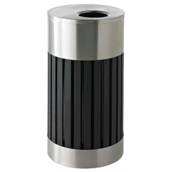 Image for Commercial Zone Products Riverview 25 Gallon Stainless Steel Trash Receptacle (Black) from HD Supply