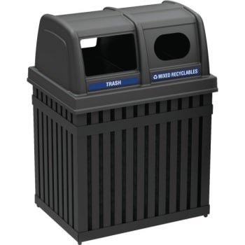 Commercial Zone Products ArchTec 50 Gallon Recycling Trash Receptacle w/ Decals (Black)