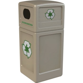 Image for Commercial Zone Products 42 Gallon Recycling Trash Can w/ Decals (Beige) from HD Supply