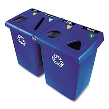 Image for Glutton Recycling Station, Four-Stream, 92 Gal, Plastic, Blue from HD Supply