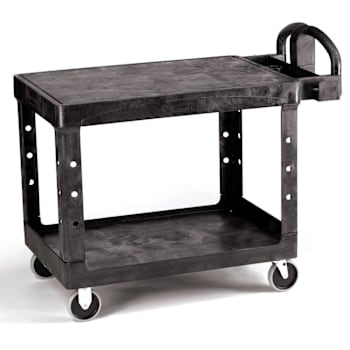 Image for Rubbermaid Commercial Medium Utility Cart With Ergo Handle, Flat Shelf, Heavy Duty, 500 Lb Capacity, Black from HD Supply