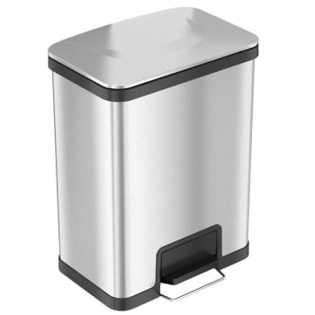 Hls Commercial 13 Gallon Stainless Steel Step Trash Can W/ Airstep Technology