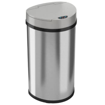 Image for HLS Commercial 13 Gallon Stainless Steel Space-Saving Semi-Round Sensor Trash Can (Silver Metallic) from HD Supply