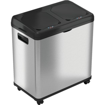 Image for HLS Commercial Automatic Dual-Compartment Recycler Sensor Trash Can w/ Wheels (Stainless Steel) from HD Supply