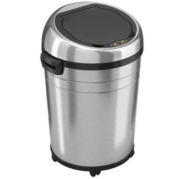 Hls Commercial 18 Gallon Stainless Steel Round Sensor Trash Can (Silver)