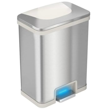 Image for Hls Commercial 13 Gallon Pedal-Sensor Trash Can W/ Trim (Stainless Steel/white) from HD Supply