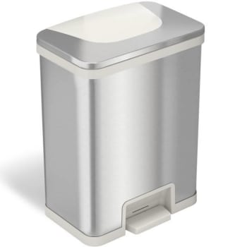 Image for Hls Commercial 13 Gallon Pedal-Sensor Trash Can W/ Trim (Stainless Steel/white) from HD Supply