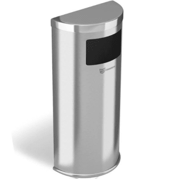 Image for Hls Commercial 9 Gallon Stainless Steel Half-Round Side-Entry Trash Can (Silver) from HD Supply