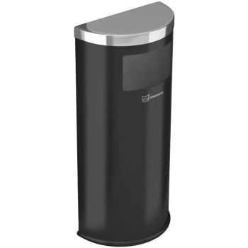 Hls Commercial 9 Gallon Stainless Steel Half-Round Side-Entry Trash Can (Black/steel)