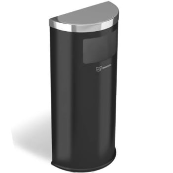 Image for HLS Commercial 9 Gallon Stainless Steel Half-Round Side-Entry Trash Can (Black/Steel) from HD Supply