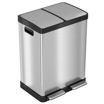 Image for Hls Commercial 16 Gallon Stainless Steel Combination Recycle And Step Trash Can (Black) from HD Supply
