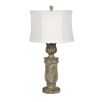 Litex 28.5 Inch Table Lamp With Distressed Grey Risen Base And White Linen