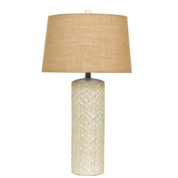 Image for Litex 28.38 Inch Table Lamp With Cream Finish Ceramic Base, Silver Fabric from HD Supply