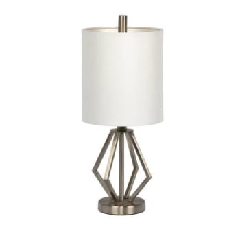 Litex 18.5 Inch Table Lamp With Brushed Nickel Metal Base And White Fabric