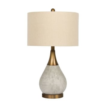 Litex 25.75 Inch Table Lamp With Natural Concrete, Antique Brass Plated Base