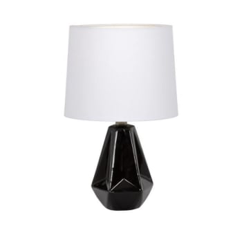 Image for Litex 16.5 Inch Table Lamp With Black Ceramic Base And White Fabric Hardback from HD Supply