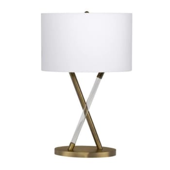 Image for Litex 25 Inch Table Lamp With Satin Brass Metal-Acrylic Base, Oval White Fabric from HD Supply